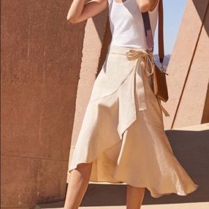 Cuyana Ruffle Wrap Skirt Linen Blend